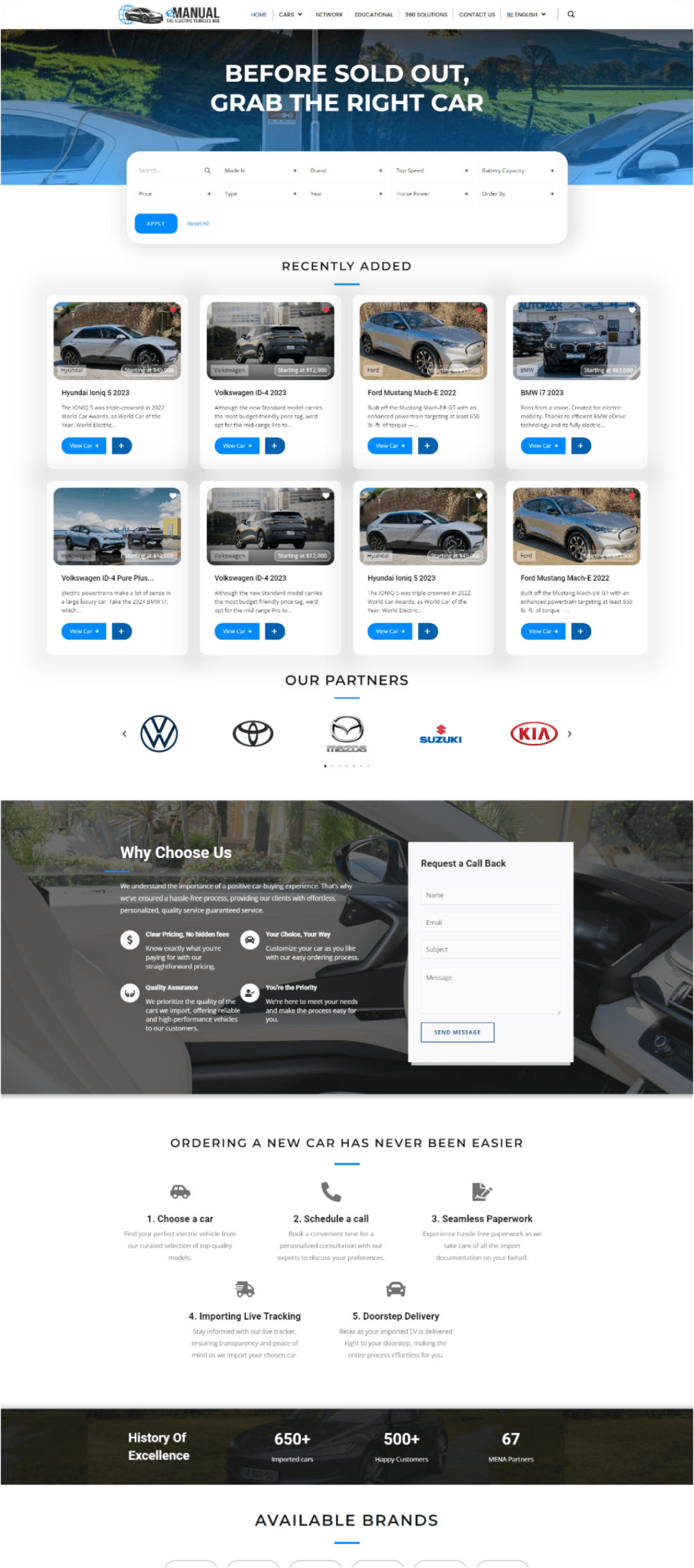EV Manual website homepage